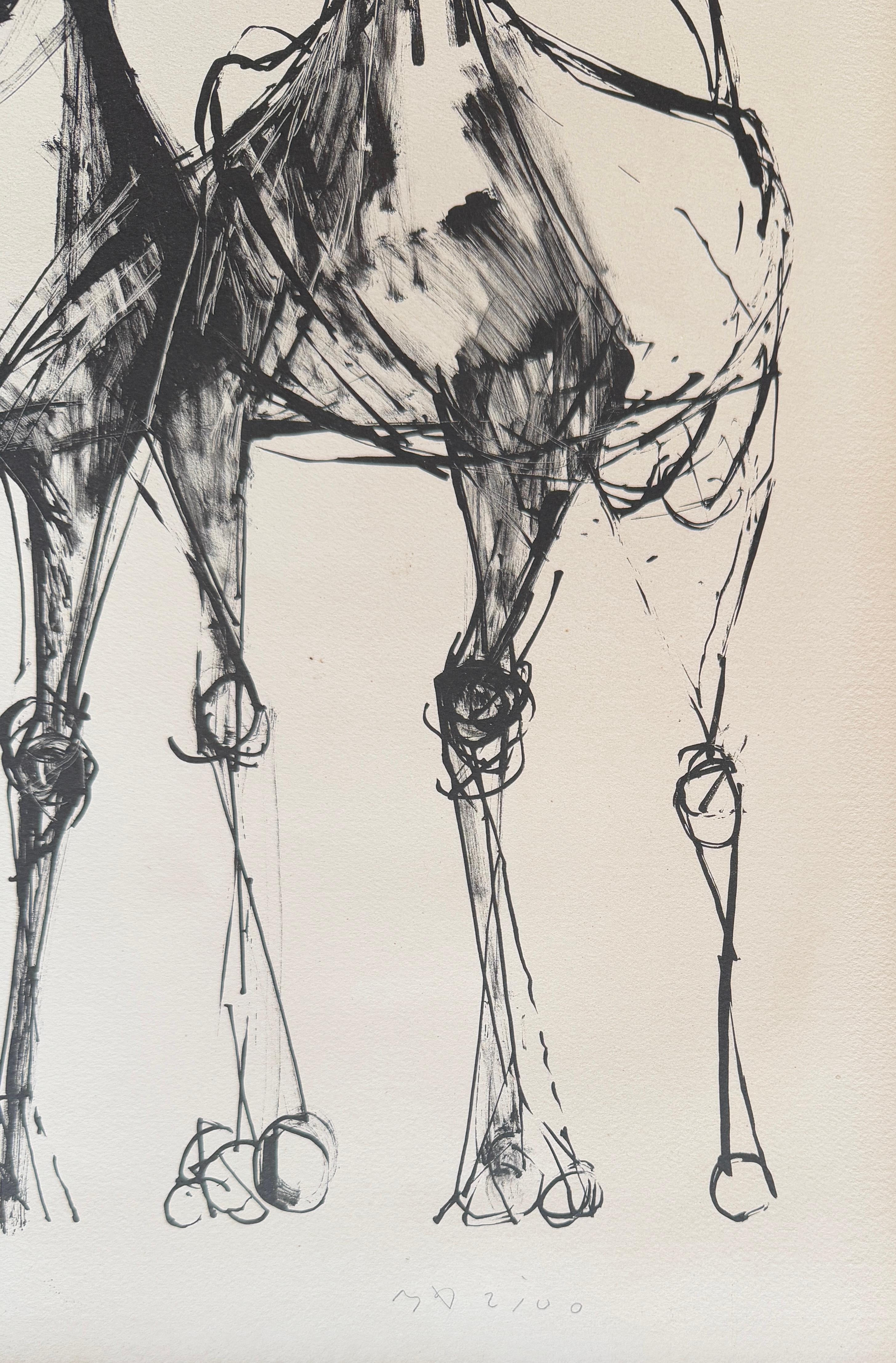 Marino Marini (1901 - 1980) - CAVALIERS ET CHEVAUX, FOND CREME - litografía en venta 3