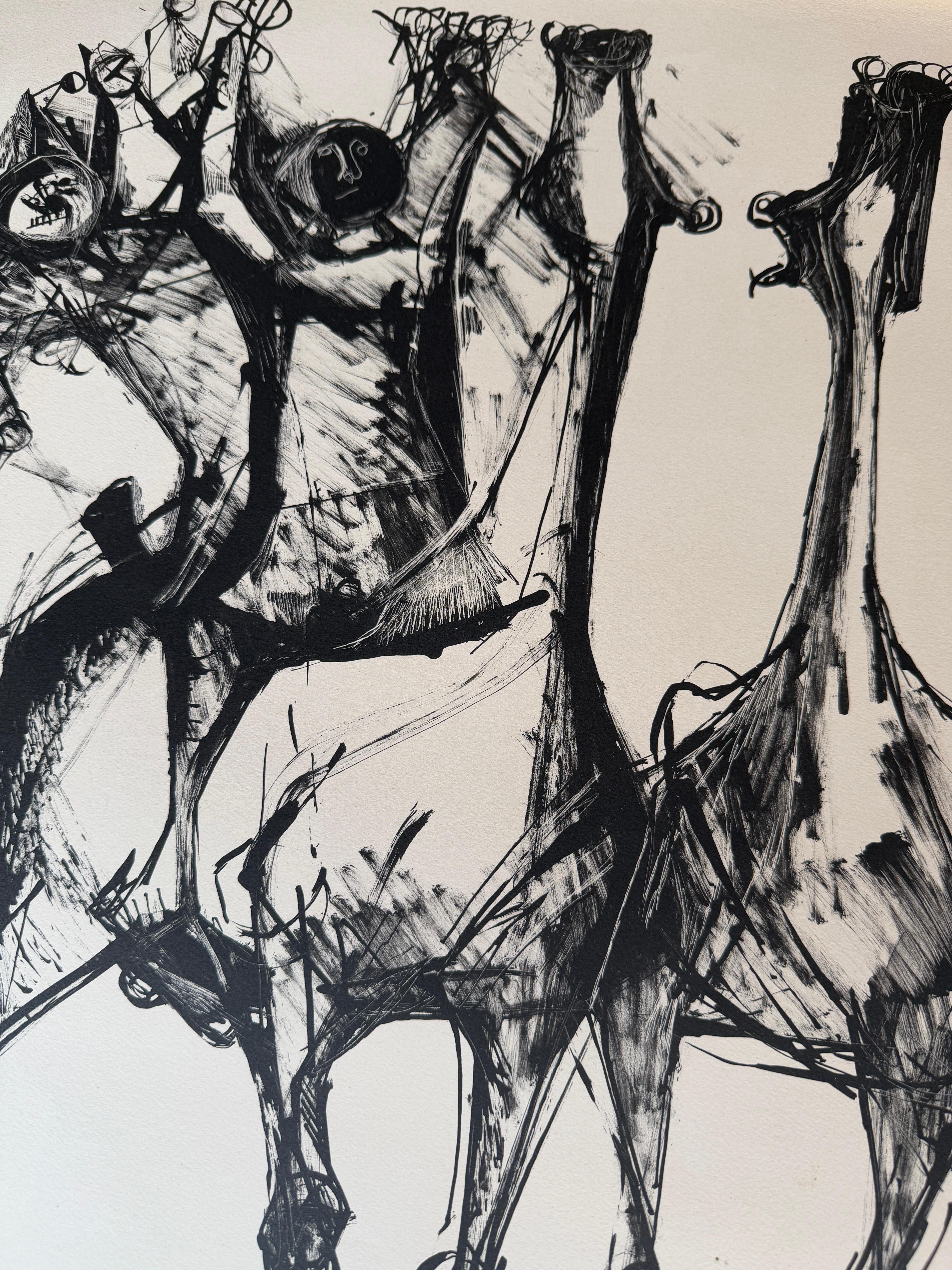 Marino Marini (1901 - 1980) - CAVALIERS ET CHEVAUX, FOND CREME - litografía en venta 5