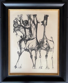 Marino Marini (1901 - 1980) - CAVALIERS ET CHEVAUX, FOND CREME - litografía