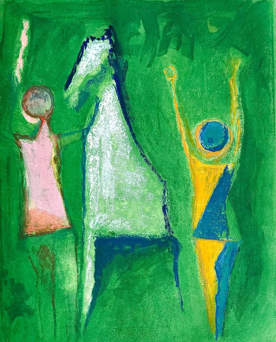 Marino Marini (1901–1980) - MARINO FROM SHAKESPEARE I - Color drypoint etching