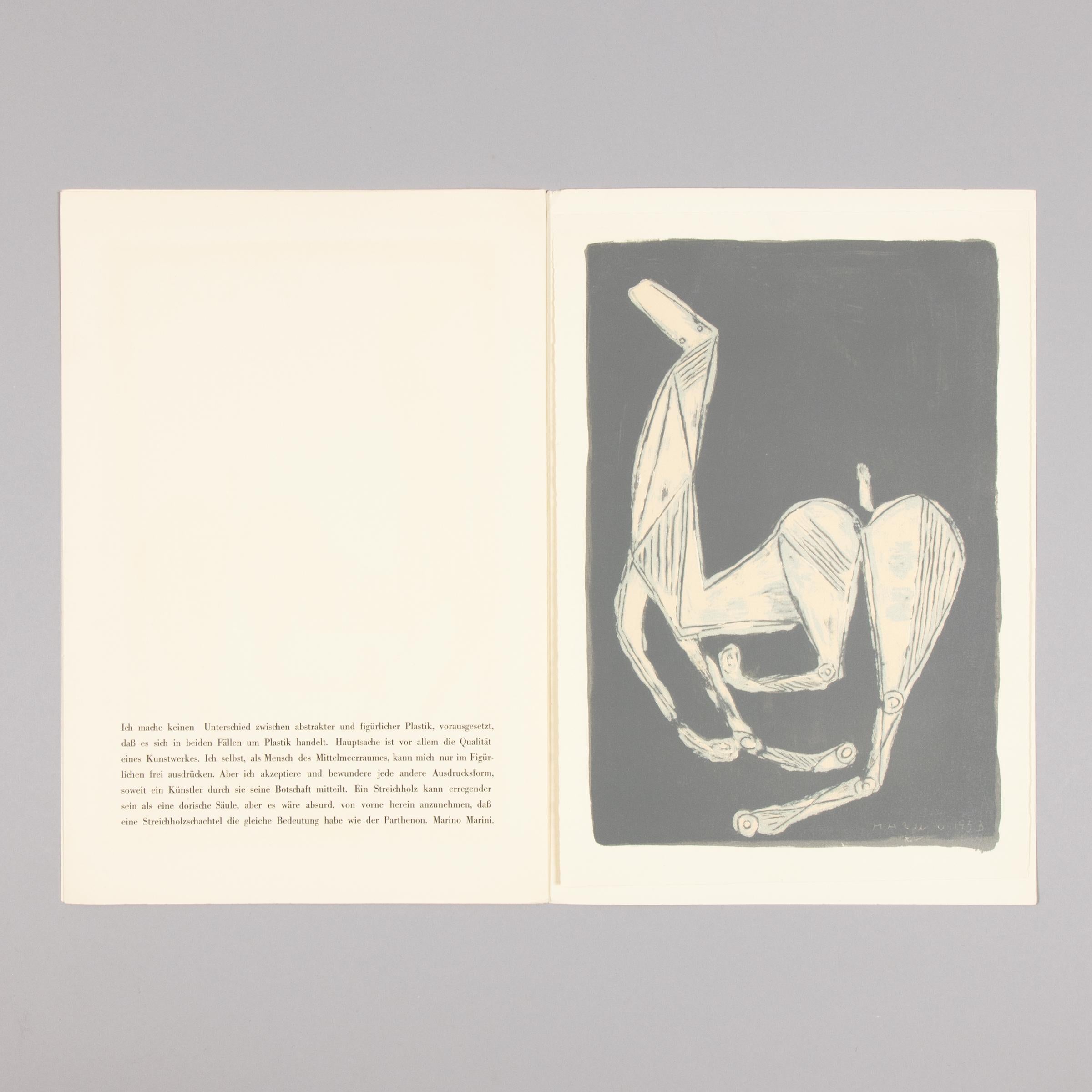 Marino Marini, Geh durch den Spiegel : Catalogue comprenant 3 lithographies originales en vente 1