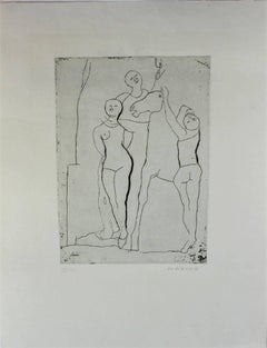 Marino Marini, Italienische modernistische Il Teatro-Radierung, handsigniert und nummeriert