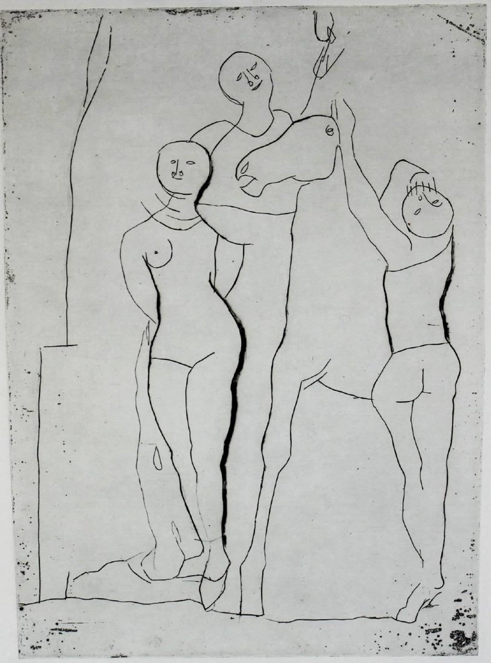 Marino Marini Italian Modernist Il Teatro Etching Hand Signed and Numbered