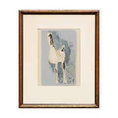 Modern Abstract Light Blue & Black Toned Equestrian Screen Print of a Horse