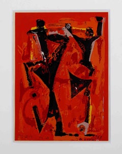 Red Composition - Original Lithograph by Marino Marini­ - 1953