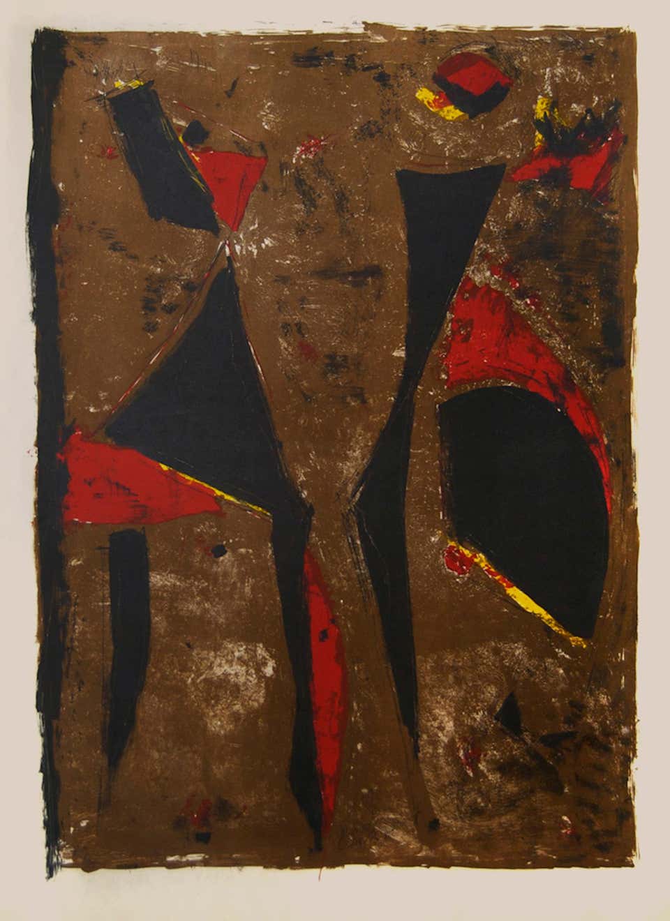 Red Knight on Brown Background - Original Lithograph by Marino Marini - 1961