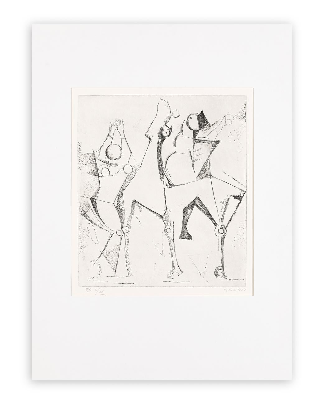 Trio felice Marino Marini Etching Horses Happiness Animals Playing Drypoint For Sale 1