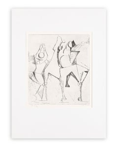 Trio felice Marino Marini Etching Horses Happiness Animals Playing Drypoint