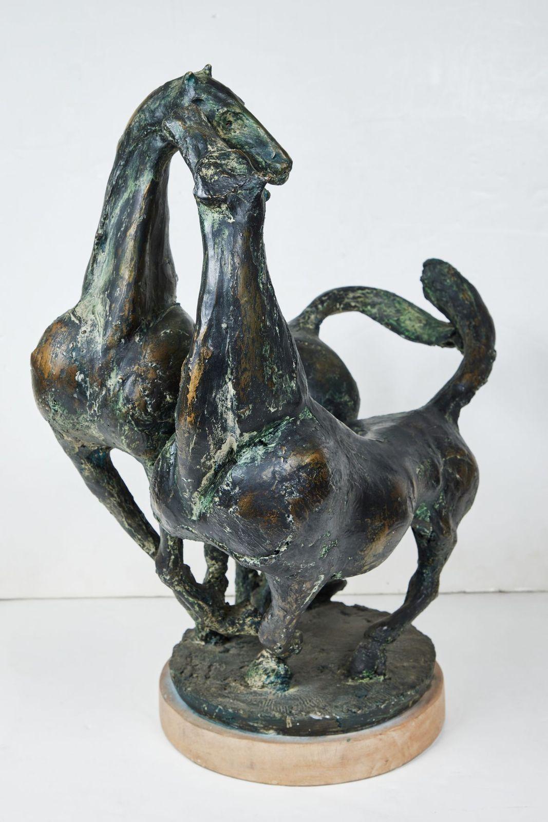 Glazed, Resin Statue of Horses For Sale 7