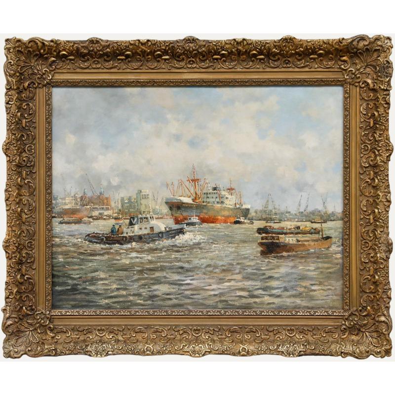Marinus Johannes de Jongere (1912-1978) - Gerahmtes Öl, Hafenansicht Rotterdam