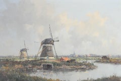 Marinus Johannes De Jongere (1912 - 1978) - Mid 20th Century Oil, Windmills