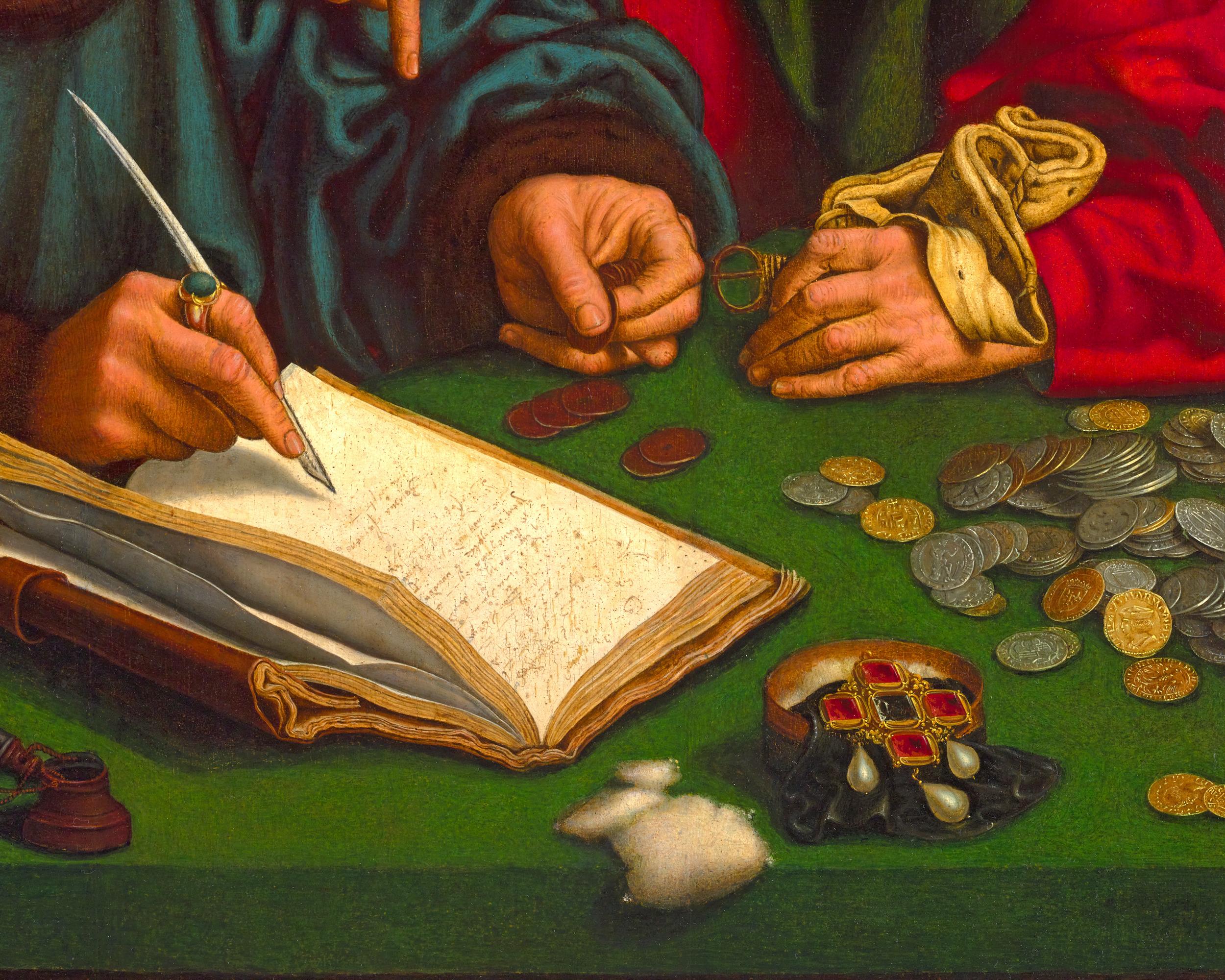 The Tax Collectors attributed to Marinus van Reymerswaele For Sale 4