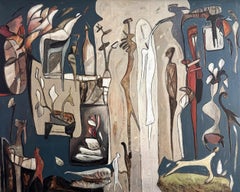 Across The Garden - Acrylgemälde auf Leinwand, Abstrakt, 48in x 60in