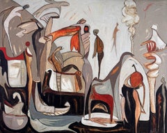 Between Eras - Dipinto acrilico su tela, astratto, 48in x 60in