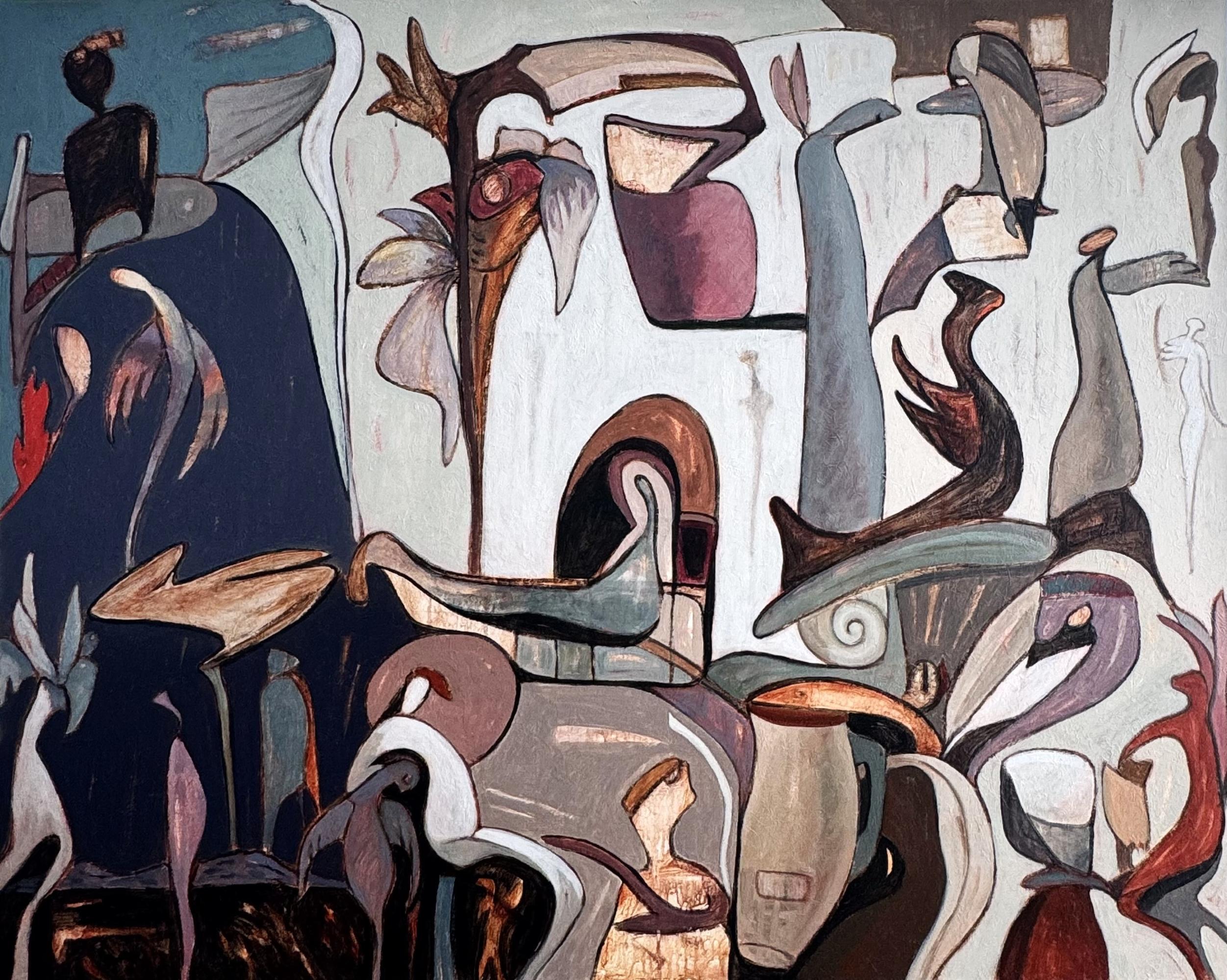 City of Angels – Acrylgemälde auf Leinwand, abstrakt, 48 Zoll x 60 Zoll