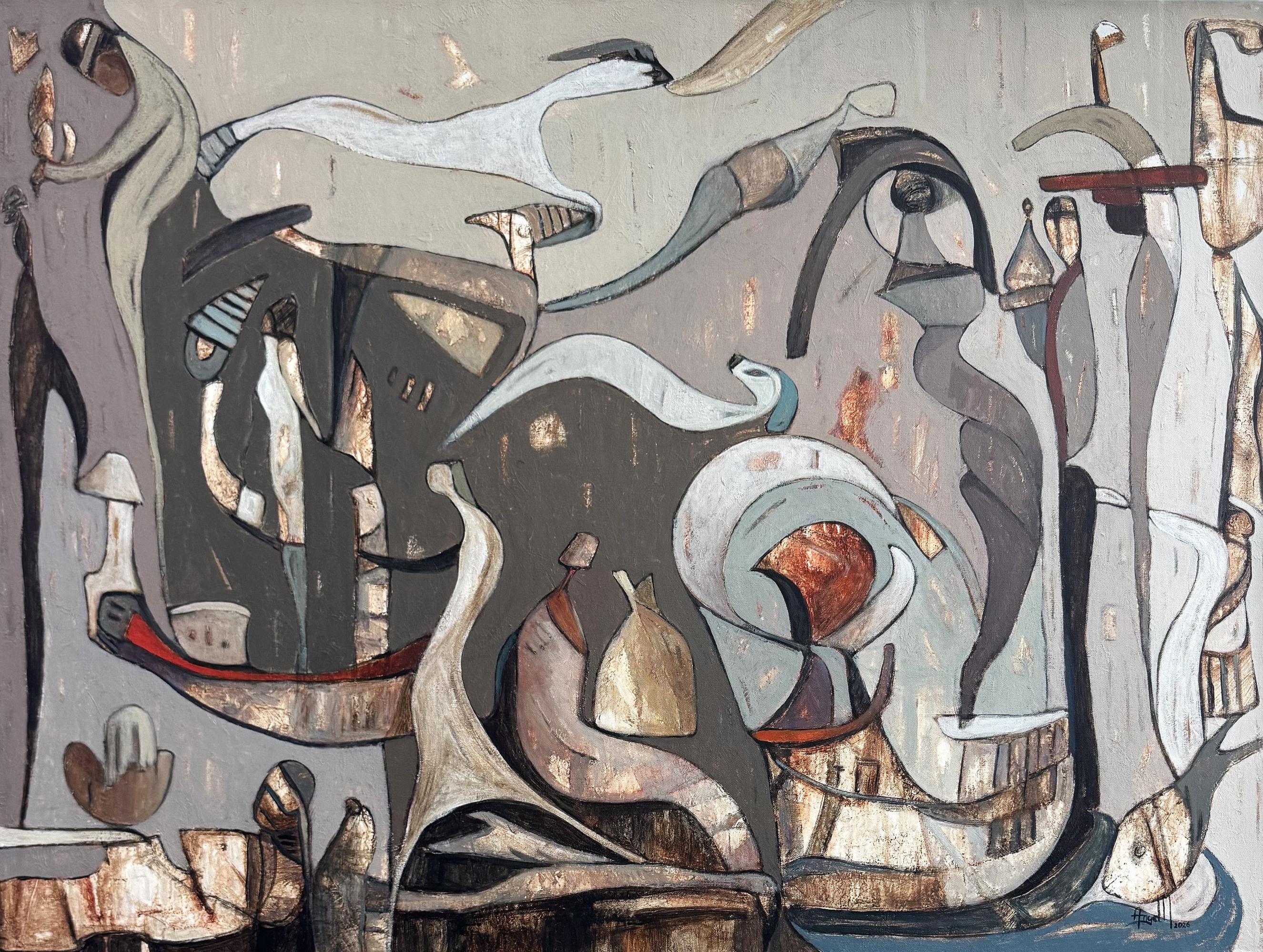 Vuelve a mí - Pintura acrílica sobre lienzo, Abstracto, 36in x 48in