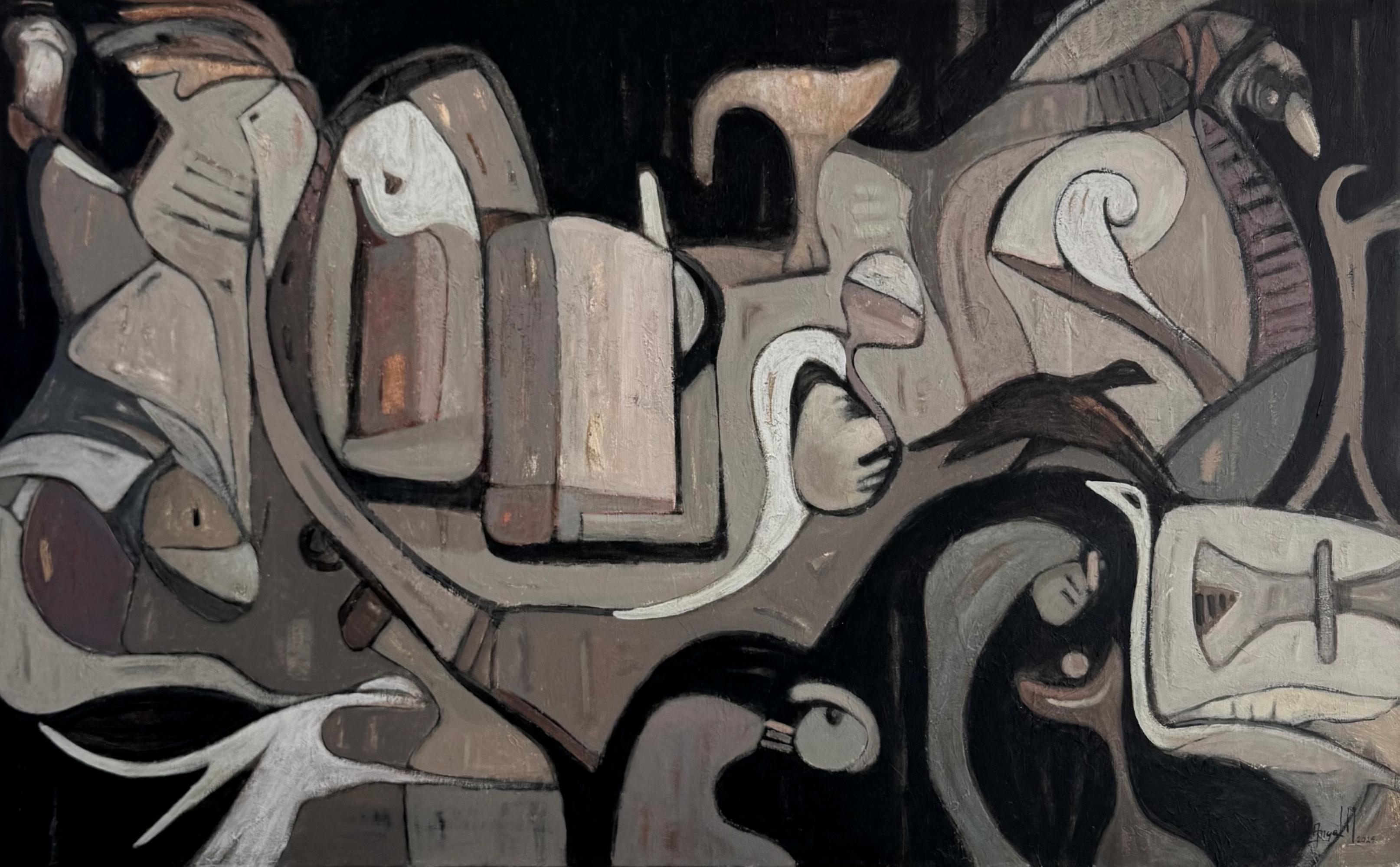 Composed In Silence - Acrylic Painting on Canvas, Abstract, 30in x 48in