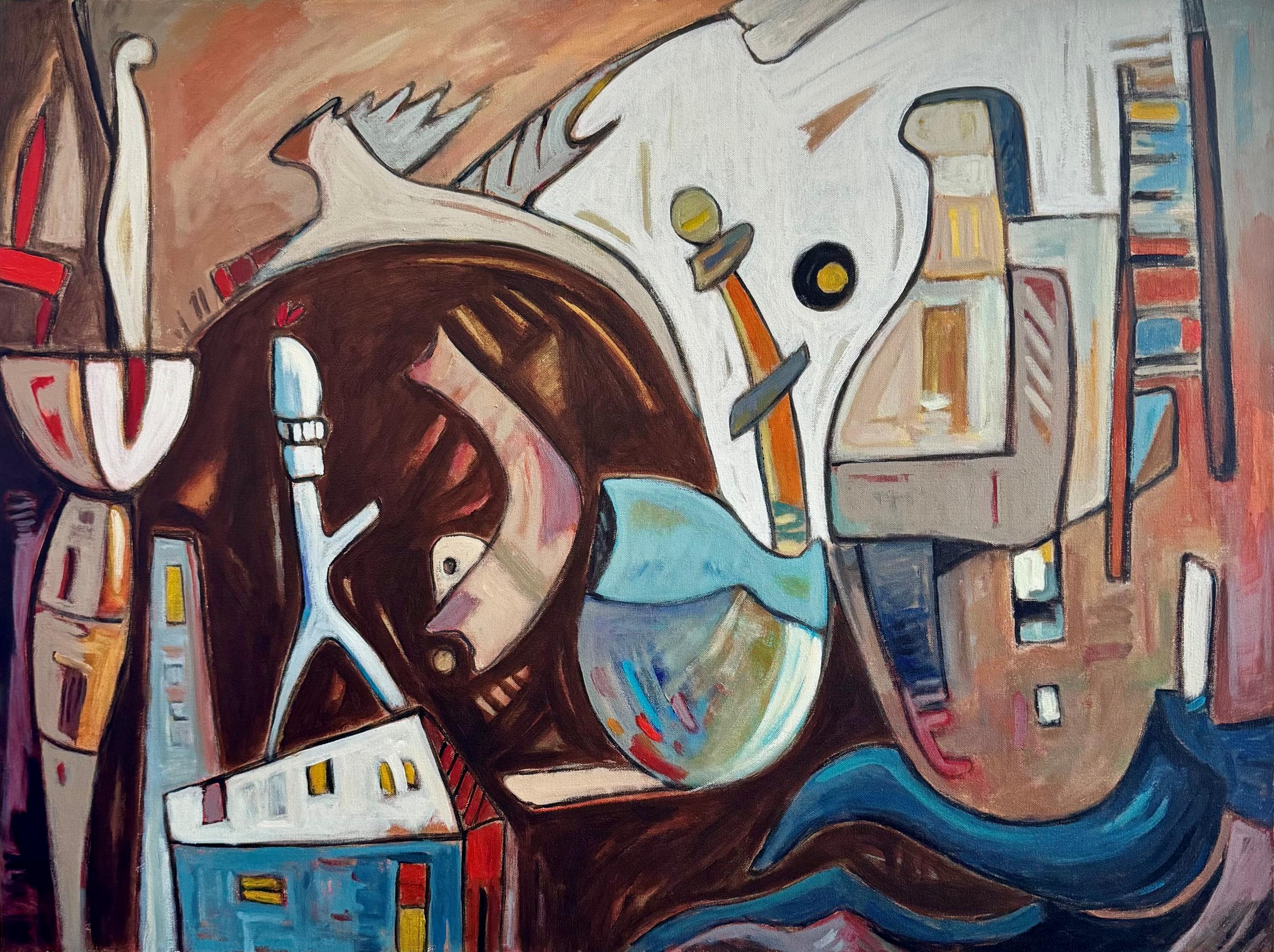 Fishbowl Theory - Acrylic Painting on Canvas, Abstract, 30in x 40in