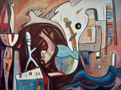 Fishbowl Theory - Acrylic Painting on Canvas, Abstract, 30in x 40in