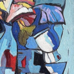 Flores Noctis - Pintura acrílica sobre lienzo, Abstracto, 24in x 24in