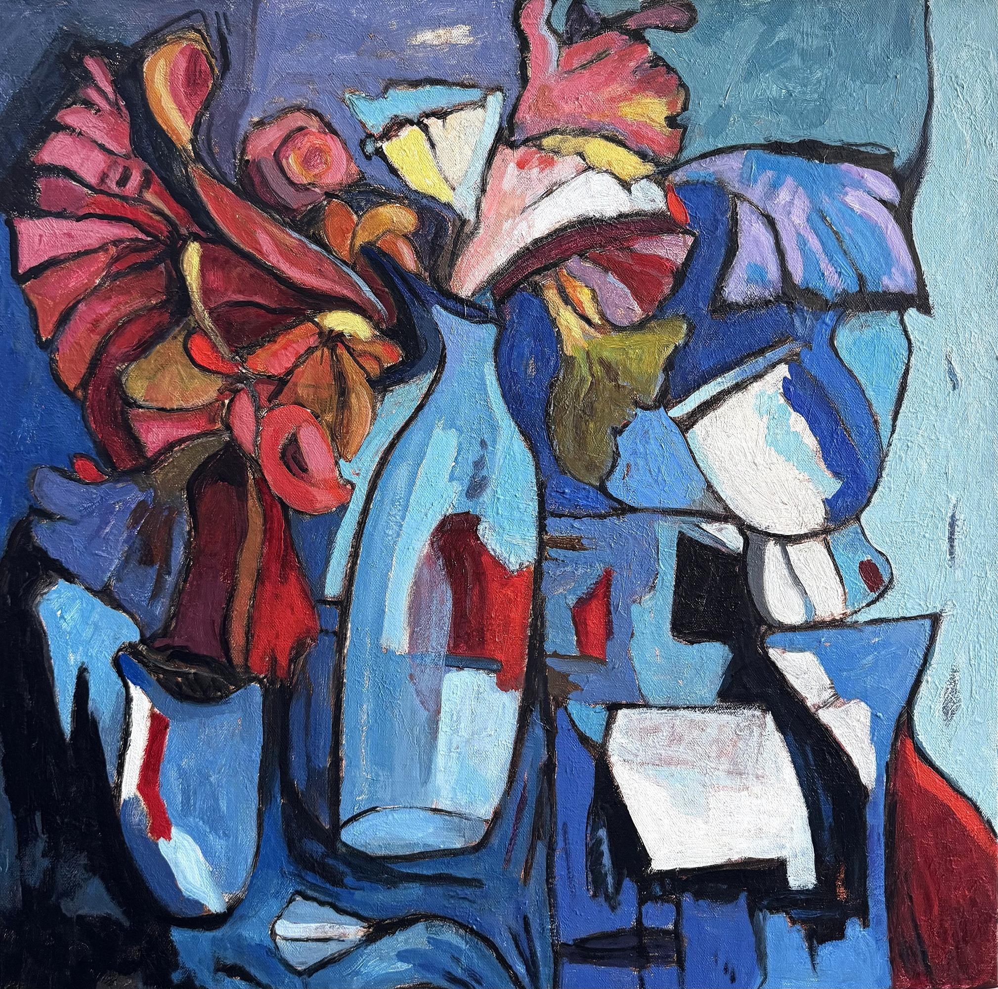 Flores Noctis - Acrylic Painting on Canvas, Abstract, 24in x 24in
