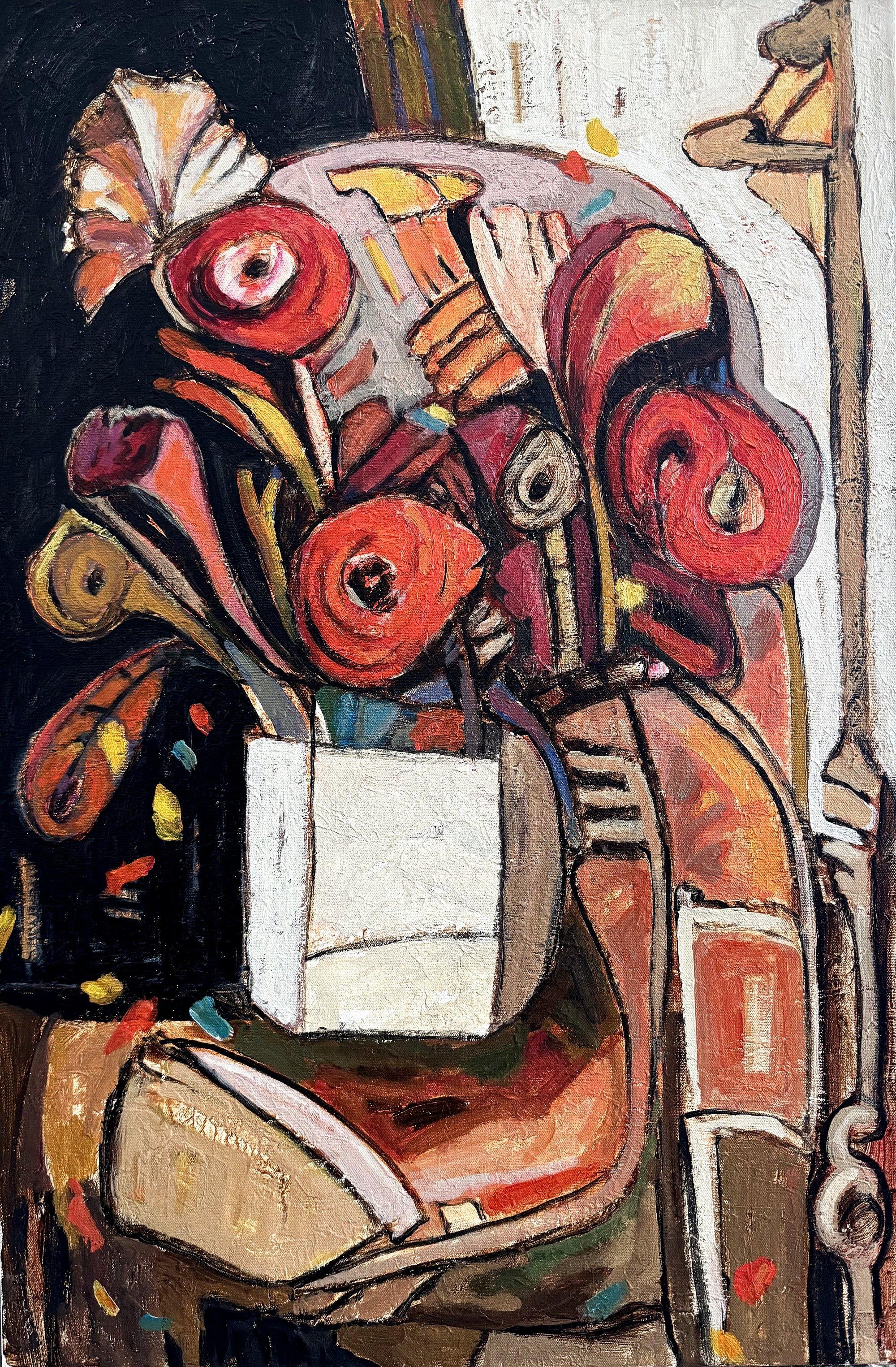 Las Rosas - Acrylic Painting on Canvas, Abstract, 24in x 36in