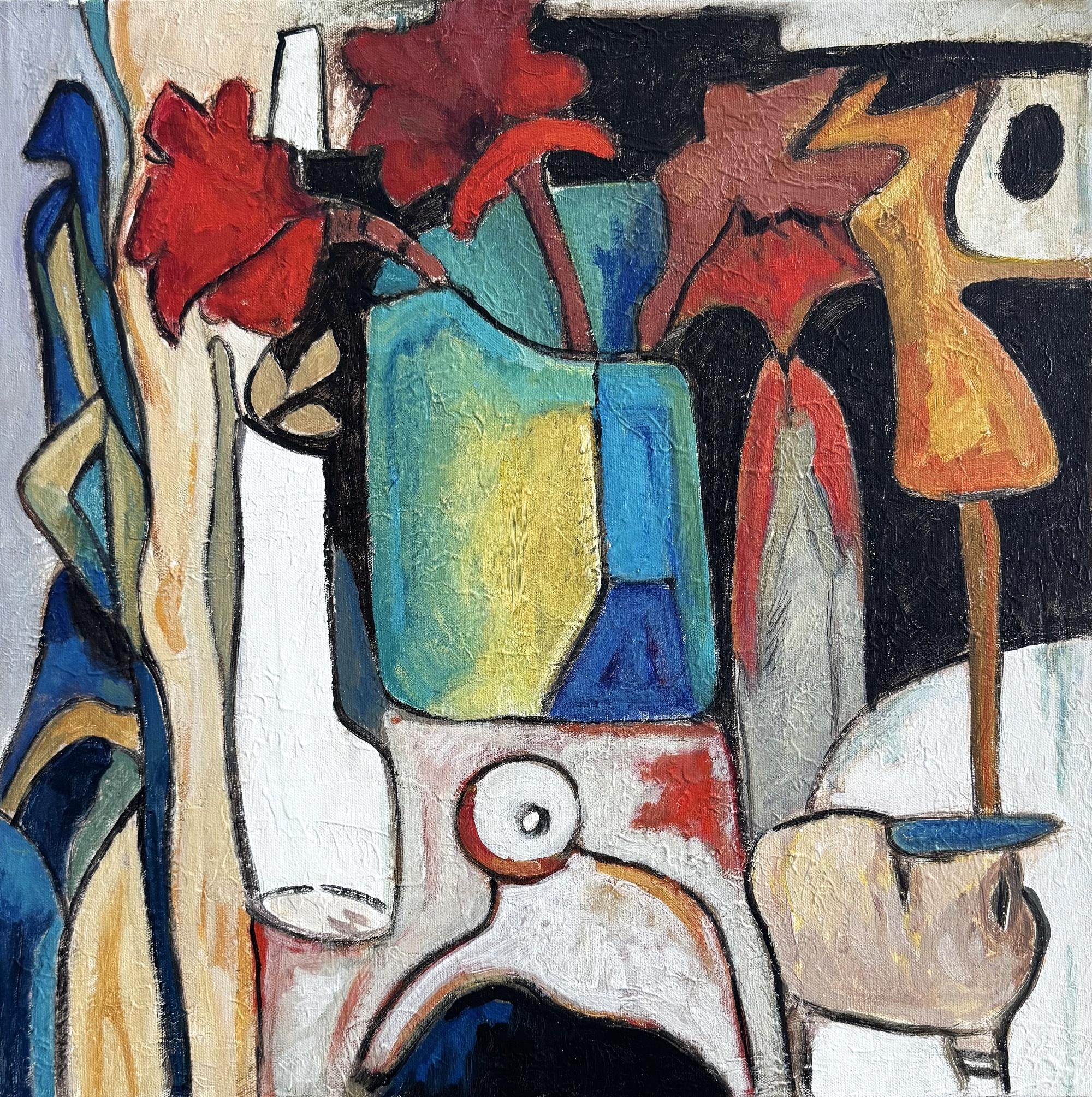 Lilium Auratum - Acrylic Painting on Canvas, Abstract, 24in x 24in