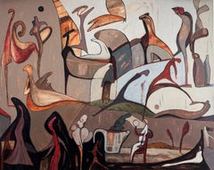 «Passing Through» - Pintura acrílica sobre lienzo, abstracta, 48 pulgadas x 60 pulgadas