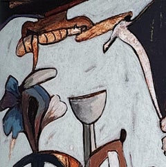 Szene, Sand und Himmel - Acrylgemälde auf Leinwand, Abstrakt, 48in x 60in