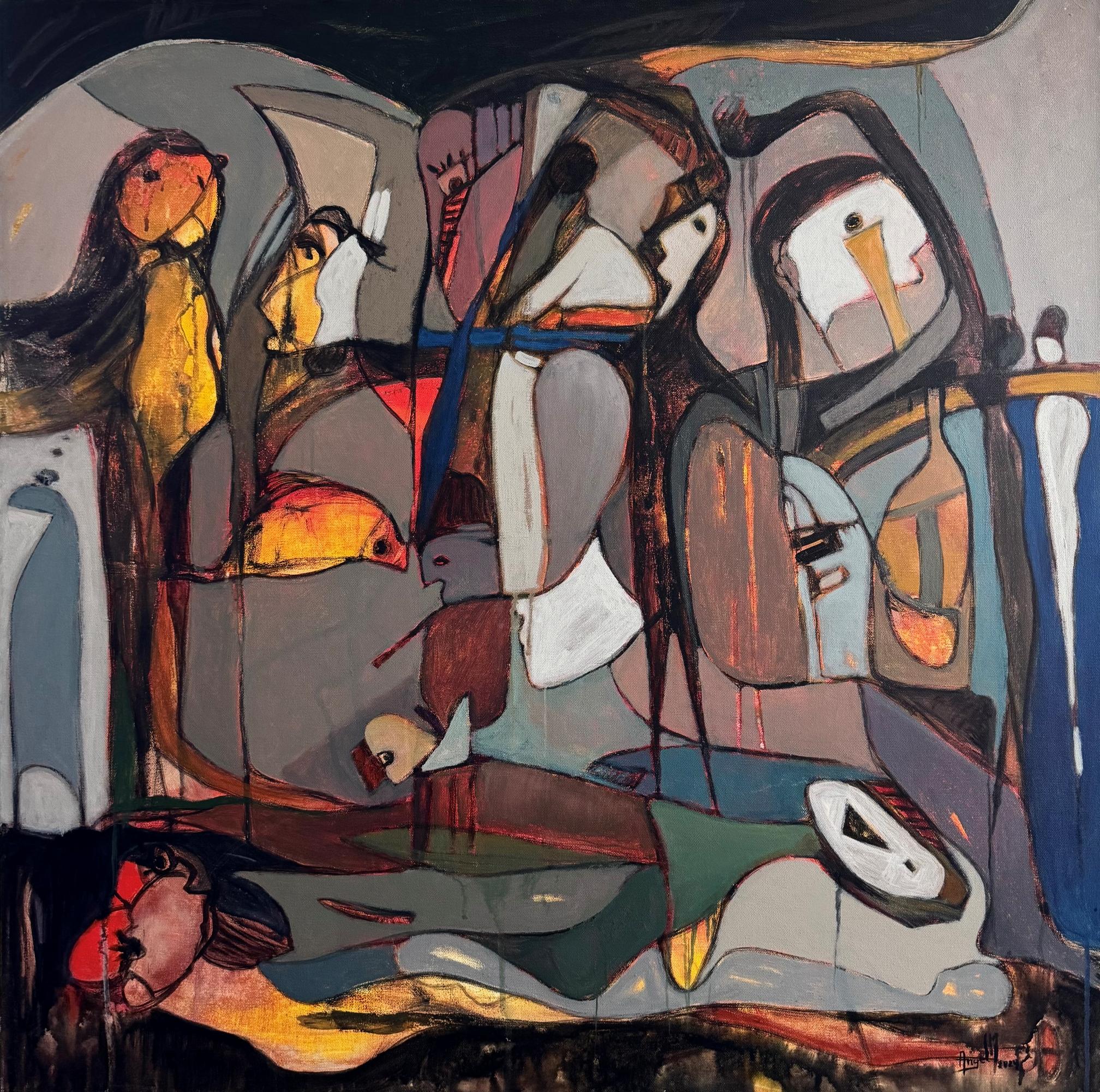 Summer Nights - Acrylic Painting on Canvas, Abstract, 36in x 36in