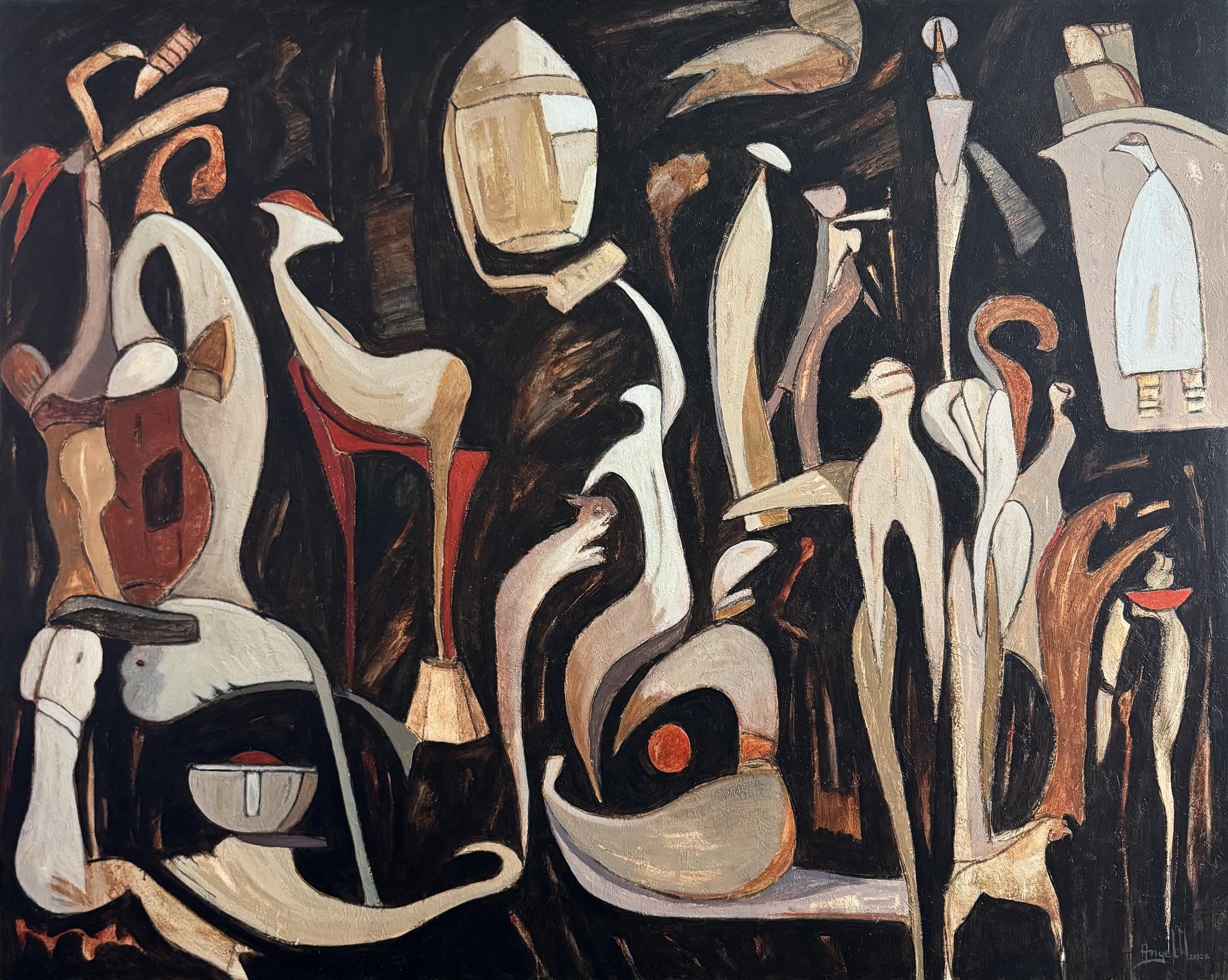 „The Beacon“ – Acrylgemälde auf Leinwand, abstrakt, 48 Zoll x 60 Zoll