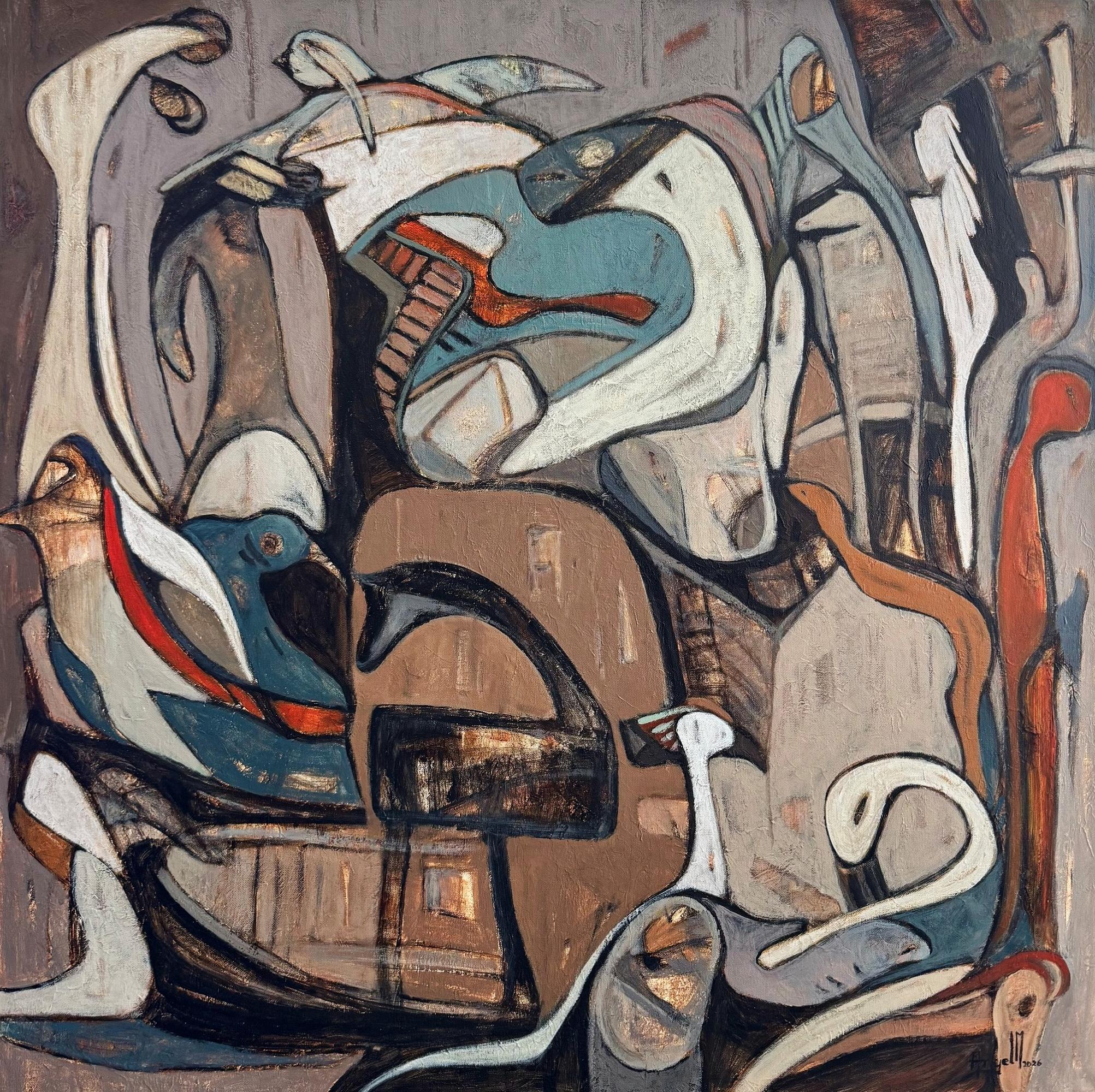La paix intérieure - Peinture acrylique sur toile, abstraite, 36in x 36in