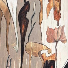 El tallo compartido - Pintura acrílica sobre lienzo, Abstracto, 48in x 60in