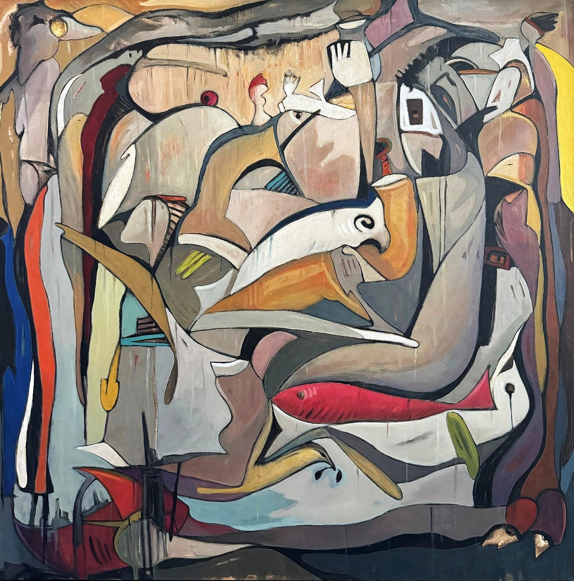 Unchartered - Acrylic Painting on Canvas, Abstract, 48in x 48in
