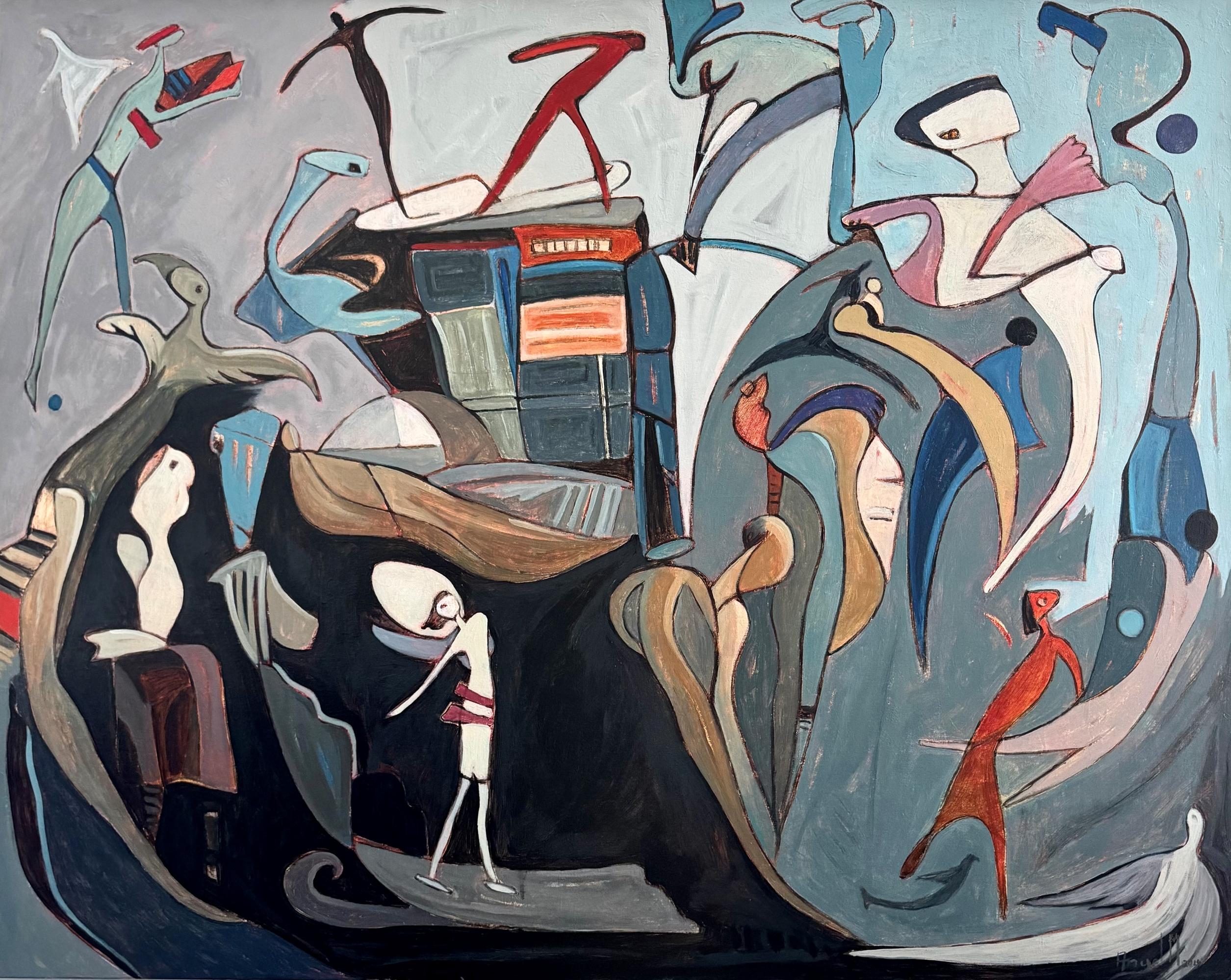 Vortex – Acrylgemälde auf Leinwand, abstrakt, 48 Zoll x 60 Zoll