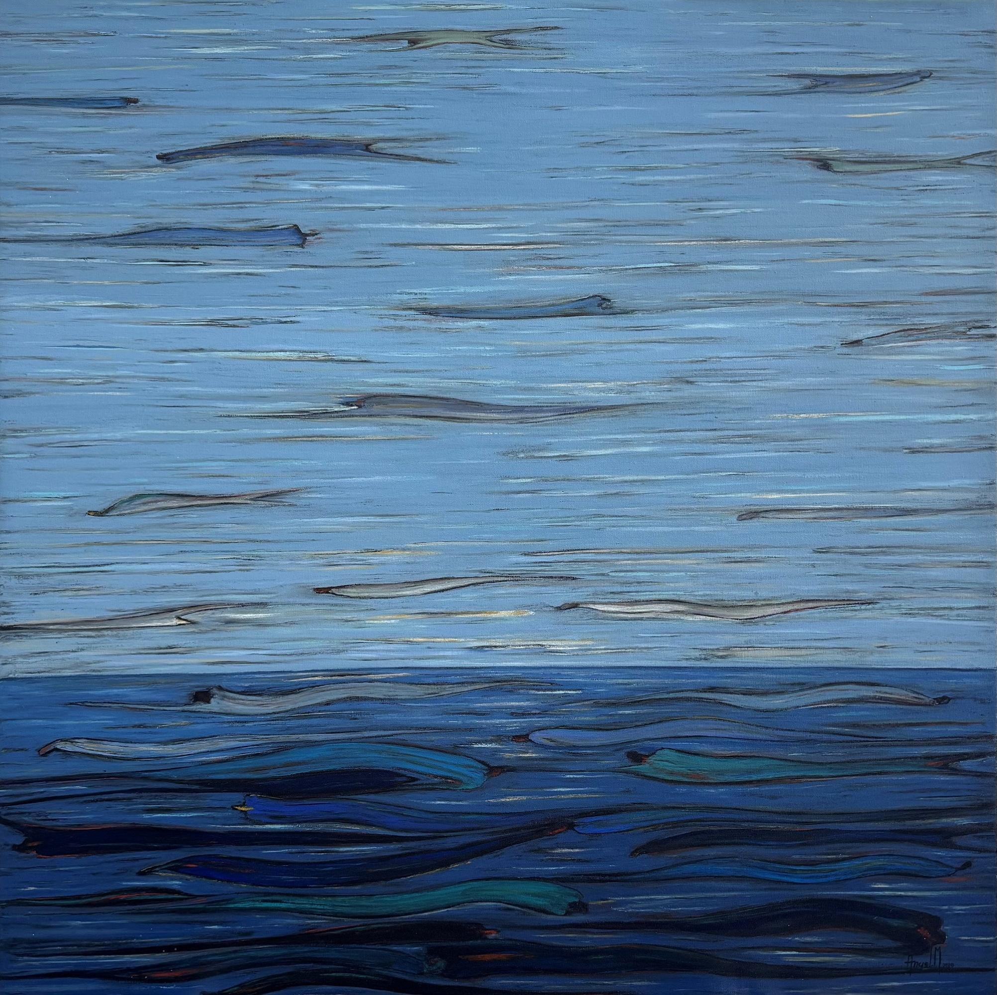 Mario Angel Abstract Painting - Weightless - Acrylic Painting on Canvas, Abstract, 48in x 48in