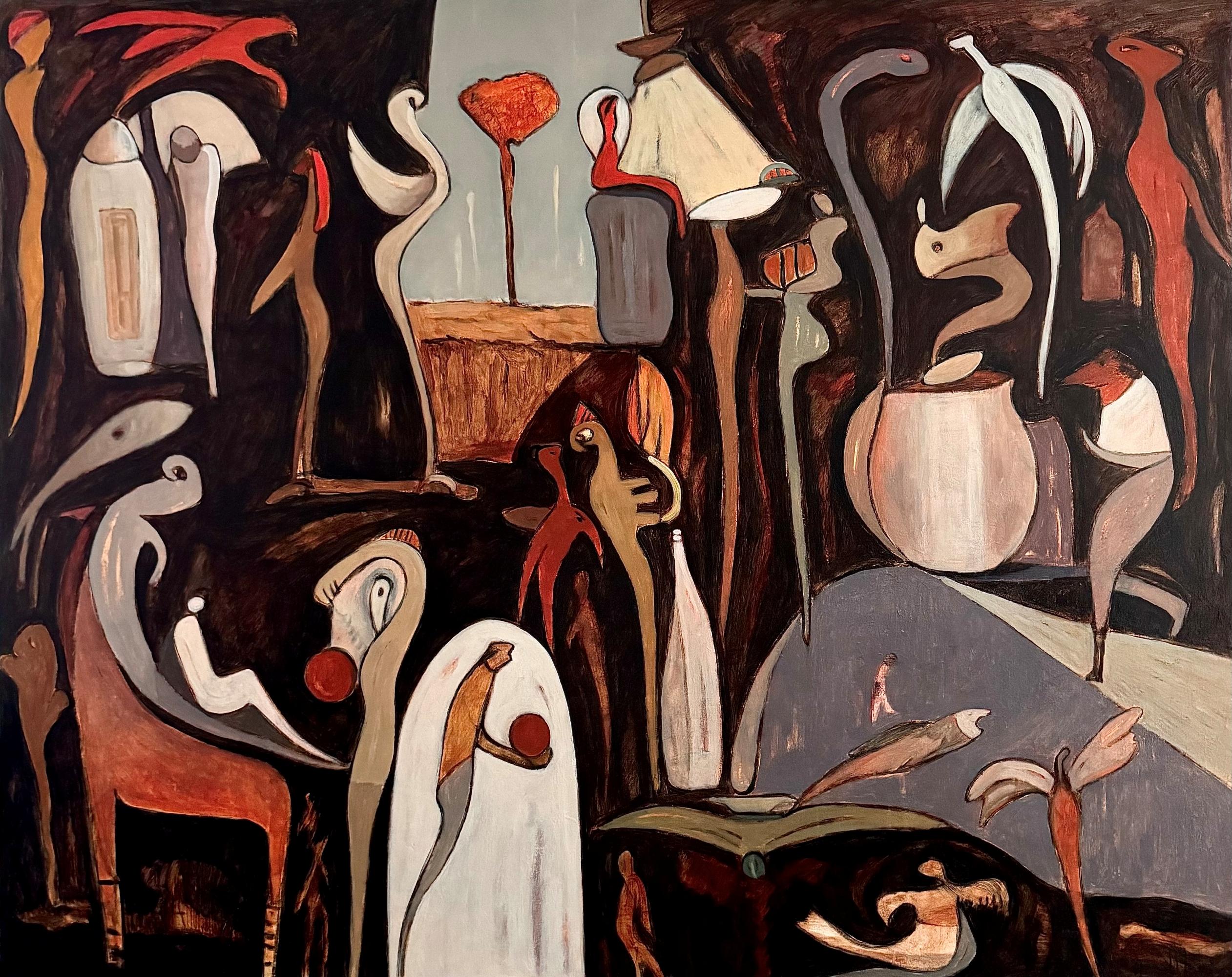 „Where Life Becomes“ – Acrylgemälde auf Leinwand, abstrakt, 48 Zoll x 60 Zoll