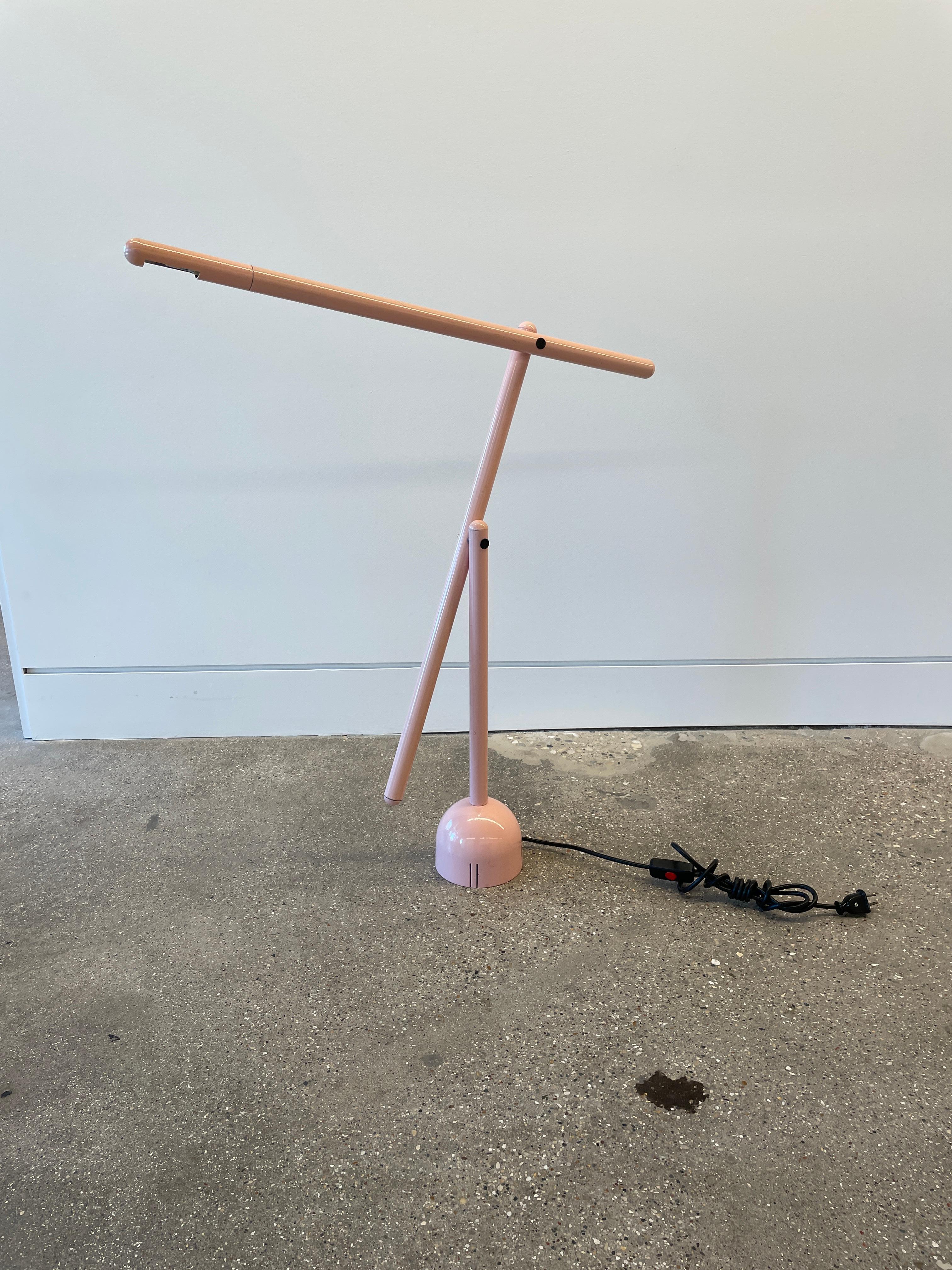 Enameled Mario Arnaboldi rare pink “Mira” lamp for Programaluce, Italy, 1984