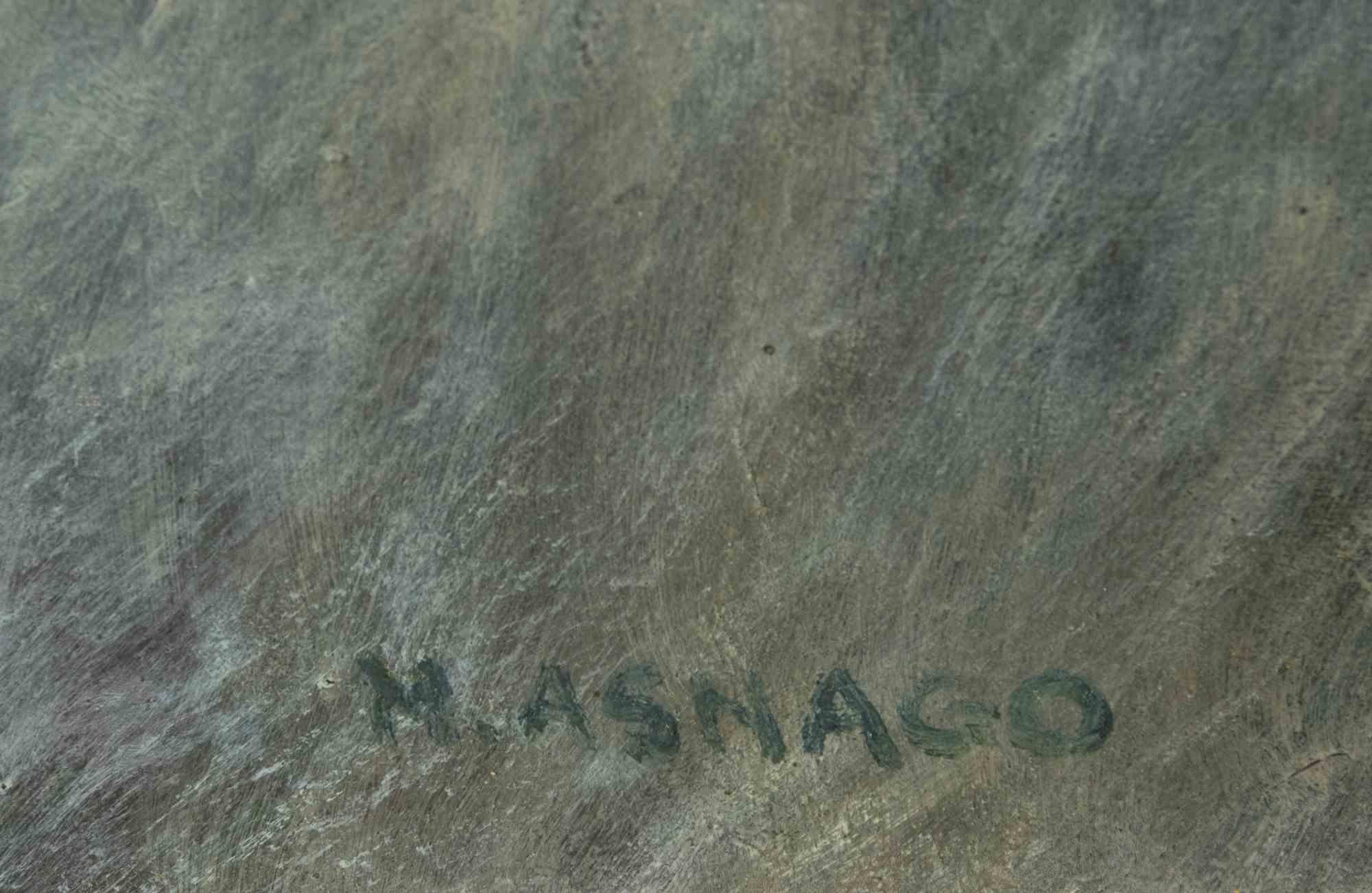 Composition -  Huile sur toile de Mario Asnago - Milieu du 20e siècle en vente 2