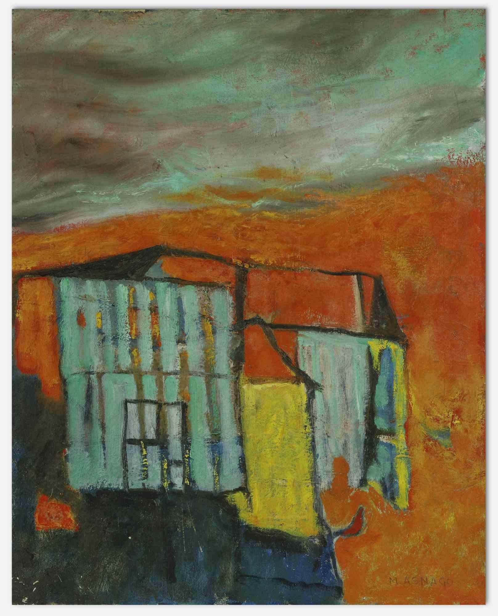 Paisaje -  Pintura al óleo de Mario Asnago - Mediados del siglo XX