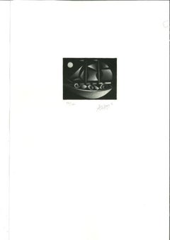 Boat - Etching on Paper by Mario Avati - 1970s