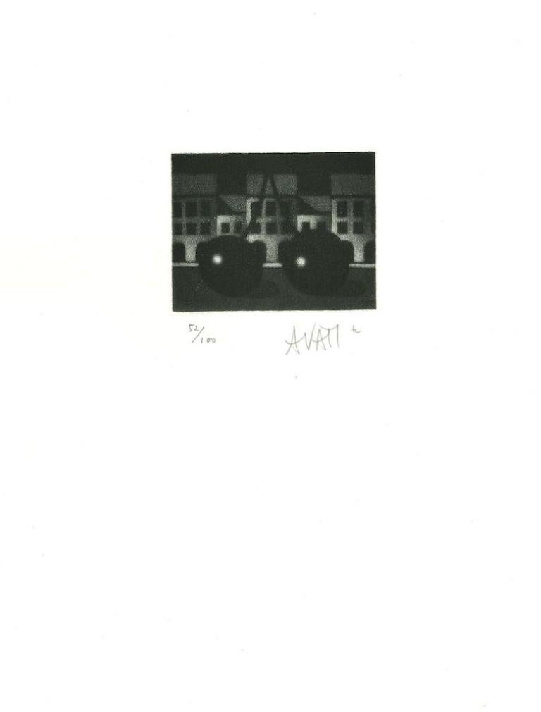 Kirschbaumholz – Radierung auf Papier von Mario Avati – 1960er Jahre im Angebot 1