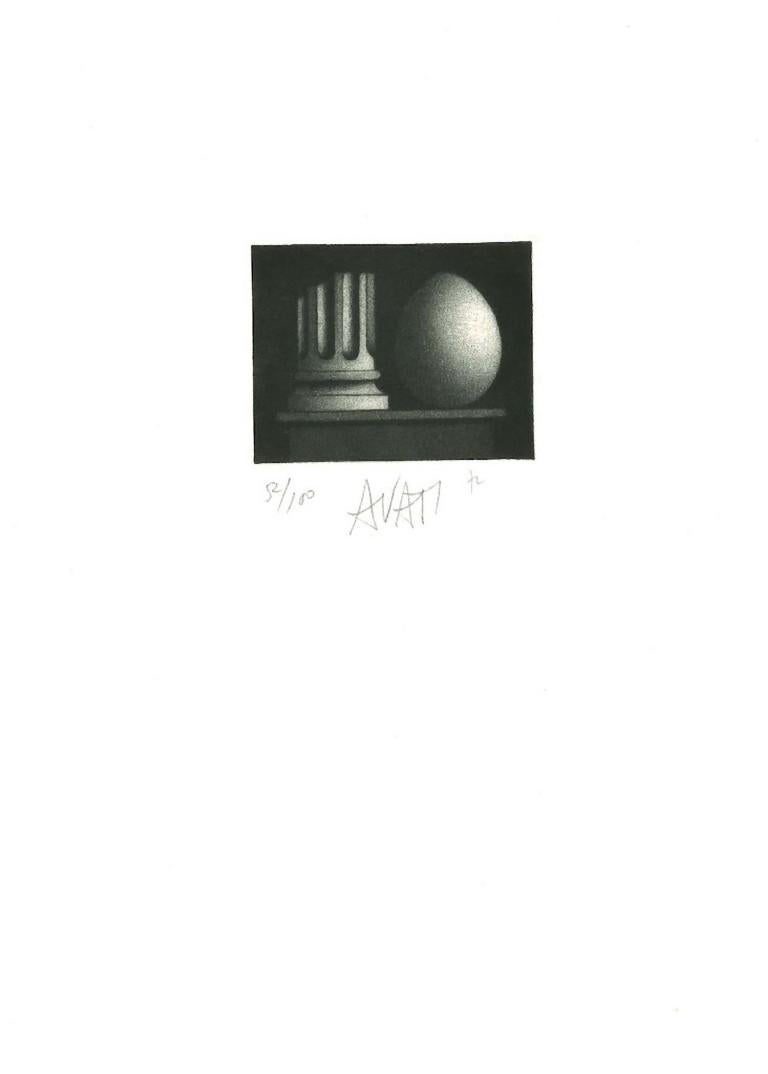 Column and Egg - Etching on Paper by Mario Avati - 1960s For Sale 1