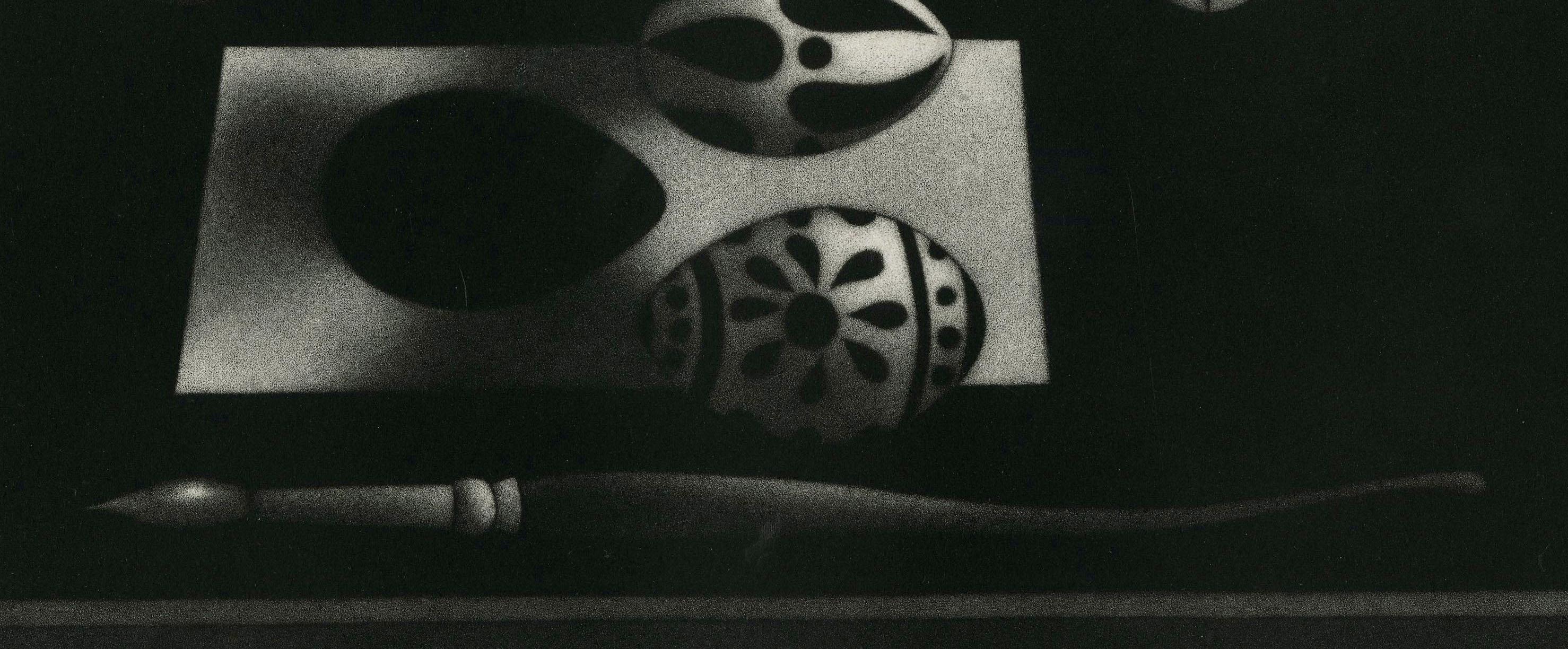 Des Oeufs Pout Ta Fette
(Holiday Eggs)
Mezzotint, 1960
Signed, dated, titled and numbered in pencil
Edition: 50 (33/50)
Image: 8 5/8 x 10 11/16