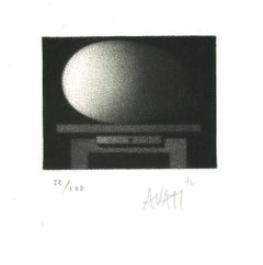 Scrivania - Acquaforte su carta di Mario Avati - Anni '60