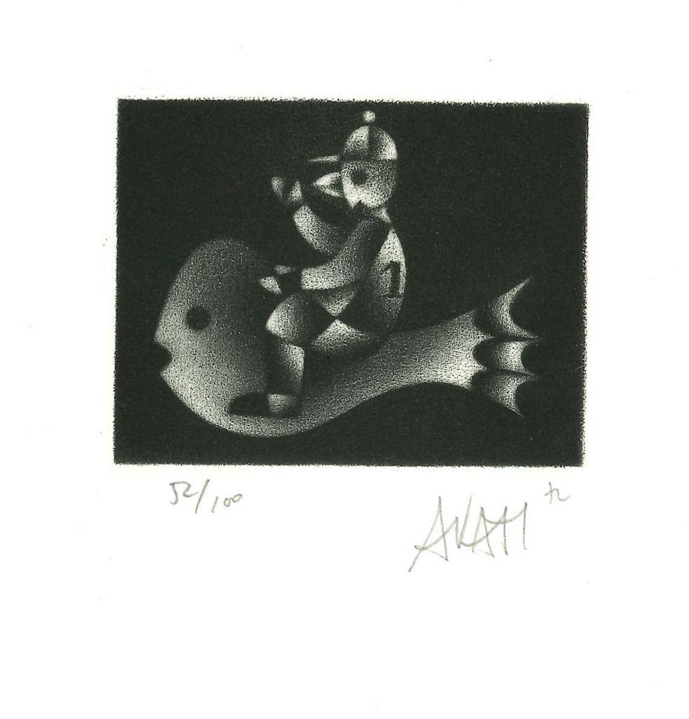 Jinete pez es un aguafuerte original sobre papel, realizado por el maestro grabador y artista francés Mario Avati (1921-2009).

Firmado a mano en la parte inferior derecha y numerado en la parte inferior izquierda a lápiz. Edición de 52/100