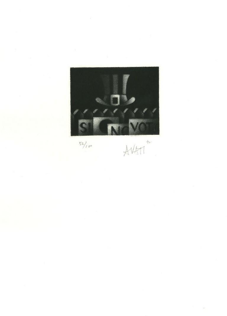 Chapeau - Gravure sur papier de Mario Avati - Années 1960 en vente 1