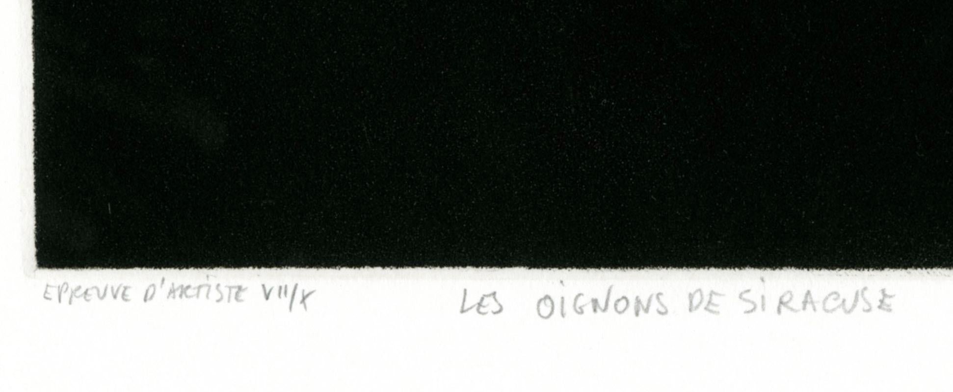 Les Oignons de Siracuse - Black Still-Life Print by Mario Avati