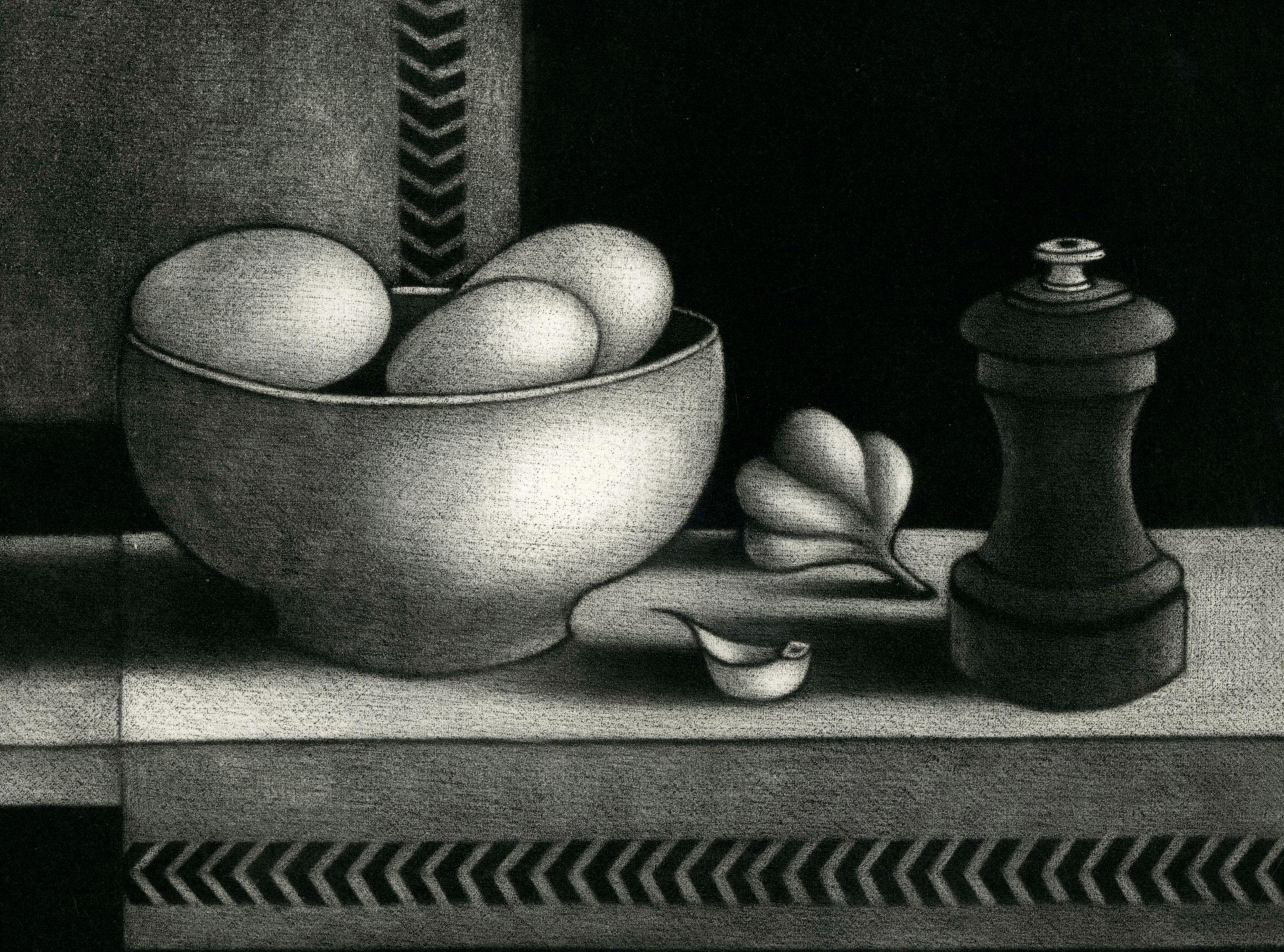 Nature morte au bulbe d'ail - Still-Life Print Negro de Mario Avati