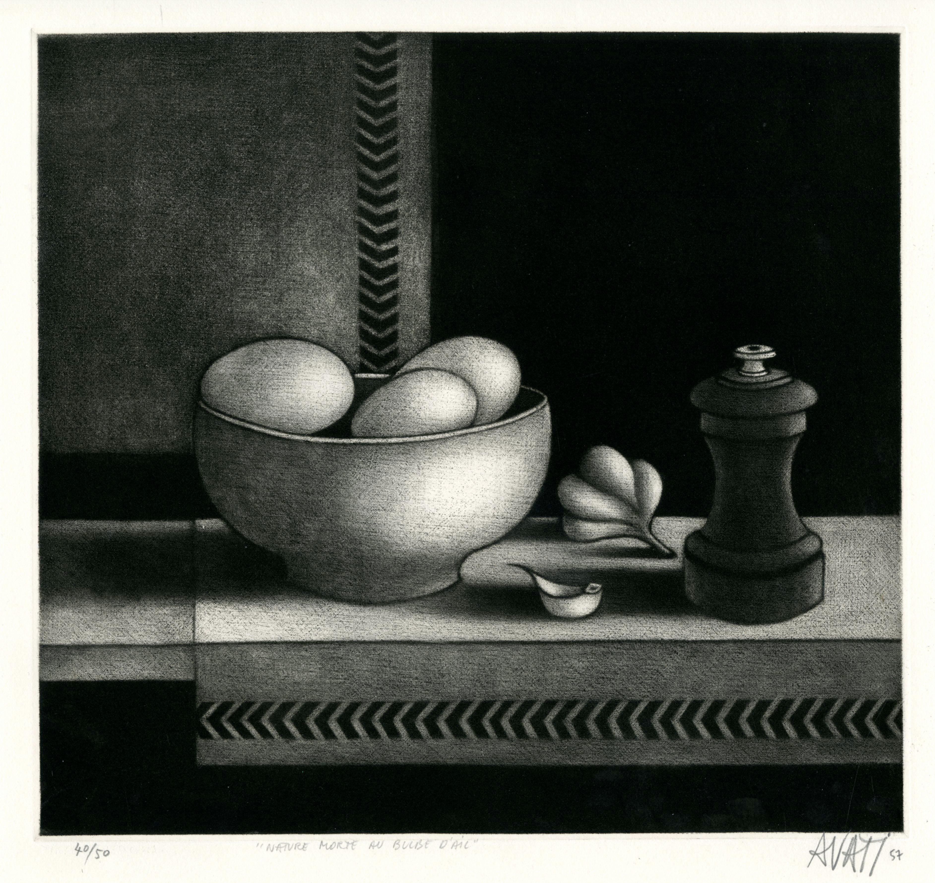Still-Life Print de Mario Avati - Nature morte au bulbe d'ail